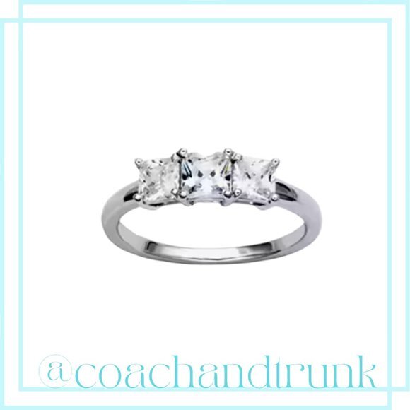 STERLING 3 PRINCESS CUT STONES PAST PRESENT FUTURE NWT RING SIZE 8.5 - Picture 1 of 4